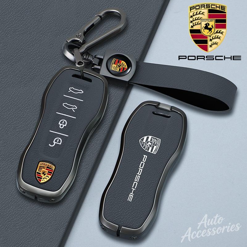 MOXX7 Zinc Alloy Suede Car Key Case Cover Bag Protector Shell For Porsche New Cayenne Panamera 911 992 Taycan Keyless Auto Accessories