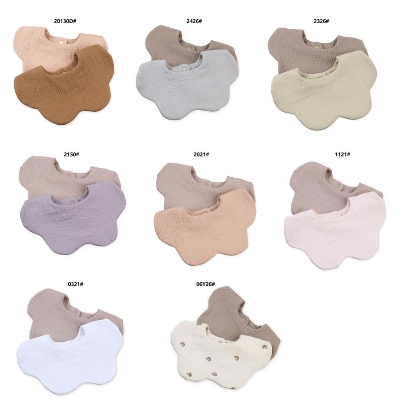 2PCS Baby Drooling Bib Burp Cloth for 0-24 Months Infants Cotton Saliva Towel Unisex Breathable Baby Bibs for Newborn