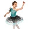 Girls Ballerina Tutu Dress One Shoulder Sleeveless Mermaid Fish Scales Print Camisole Leotard Halloween Dance Costume