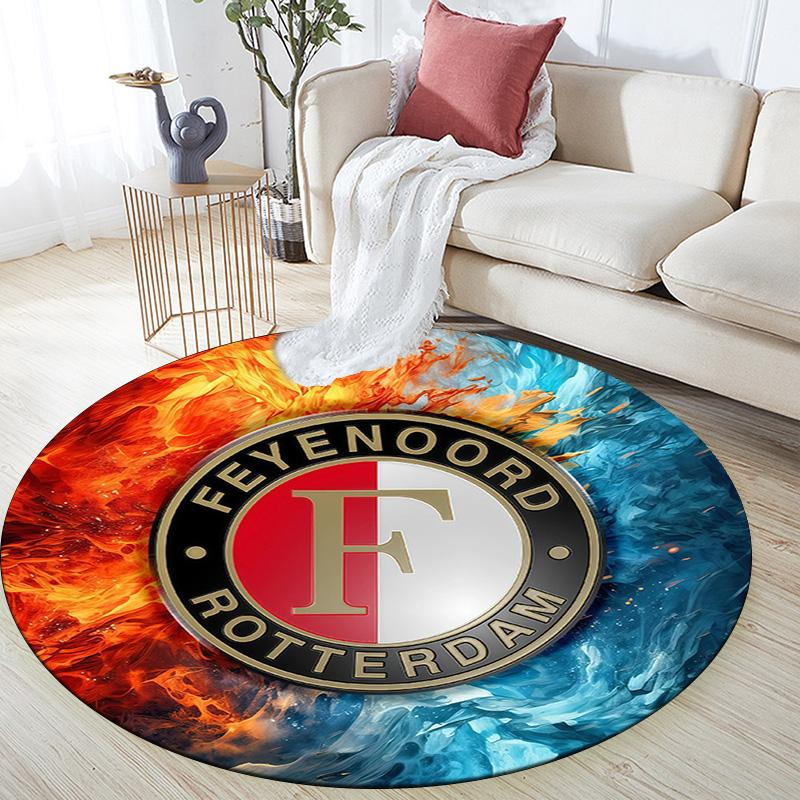 Feyenoord Rotterdam Round Area Rug,Carpet Rug for Living Room Bedroom Sofa Playroom Decor,Non-slip Floor Mat