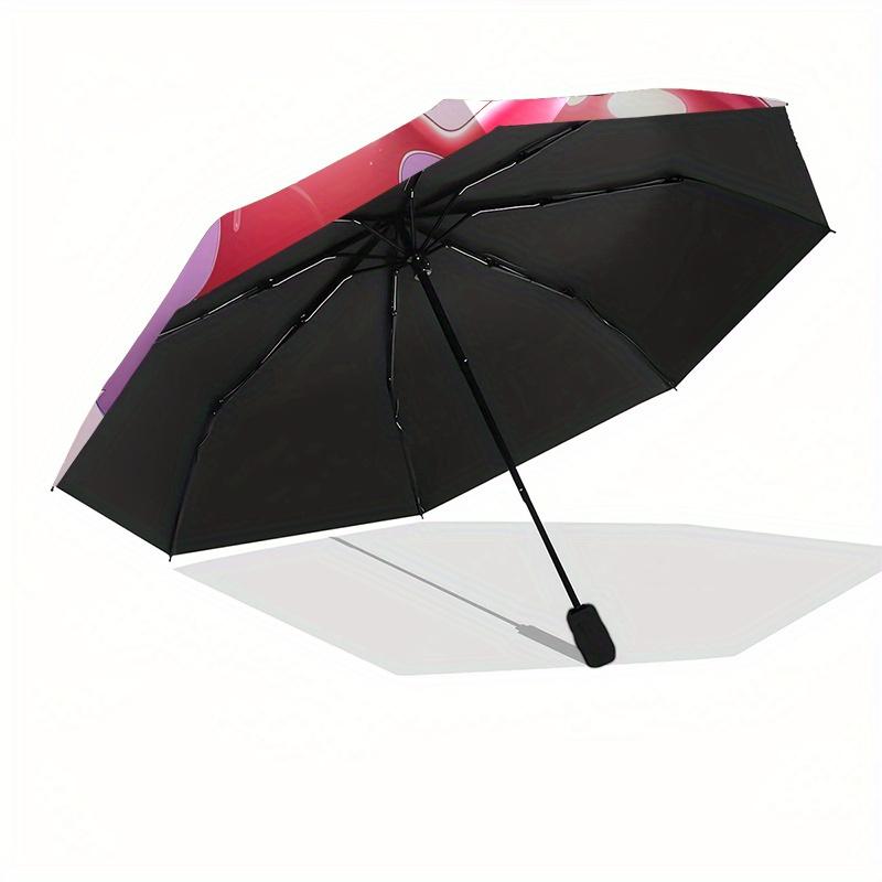 Stitch and Angel Themed Automatic Opening and Closing Folding Umbrella, 8-rib Windproof, Compact Travel Design, Suitable for All Occasion |
