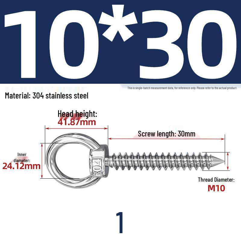 304 Stainless Steel Self-Tapping Eye Bolt with Ring Screw Hook