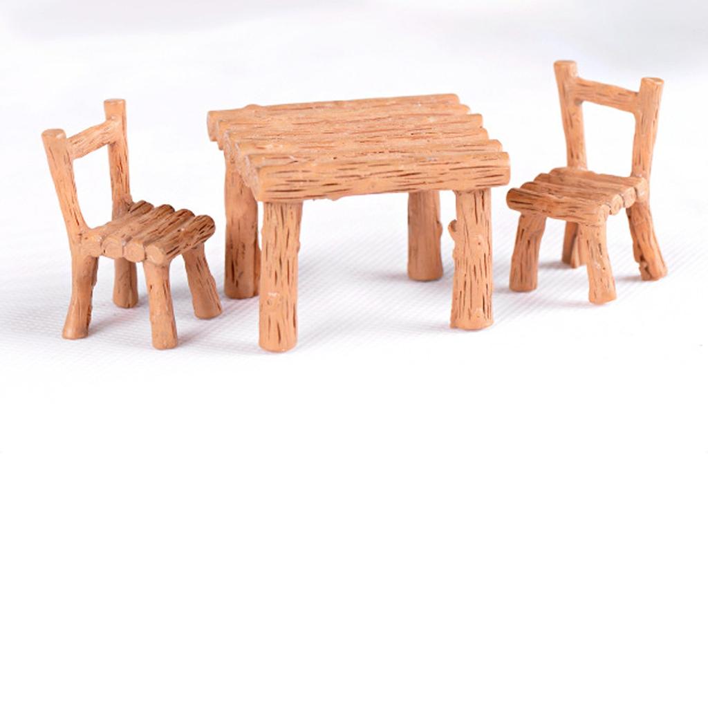 Miniature Wooden Table and Chair Set for Dollhouse Accessories Rustic Style Furniture for DIY Decoration Projects