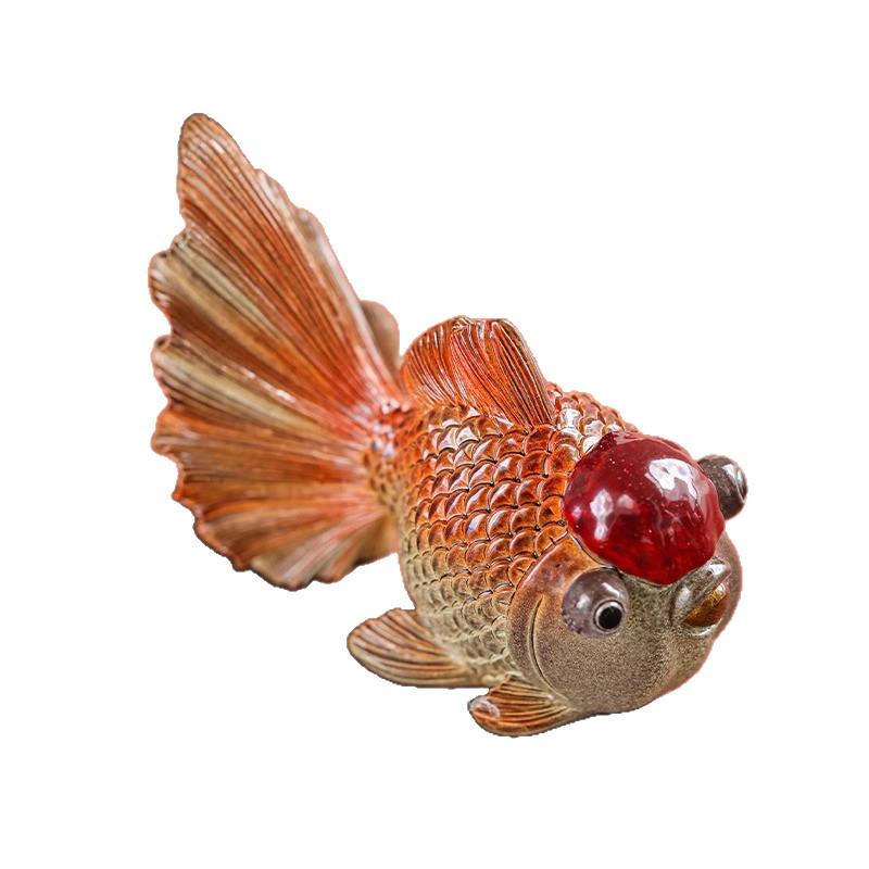 

Creative Color Changing Goldfish Tea Pet Nourishing Ornament Carp Tea Players Use Wealth Attraction To Decorate Ornament золота рибка
