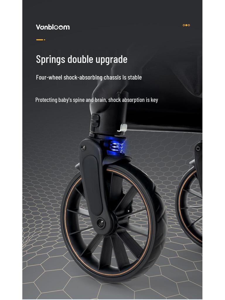 Two-Way Folding Baby Stroller for Sitting and Lying, High Landscape Design