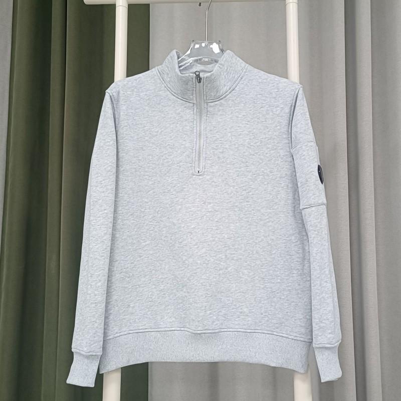 CP COMPANY Half-Zip Fleece Sweatshirt Solid Color Pocket Badge Casual Top Men Women