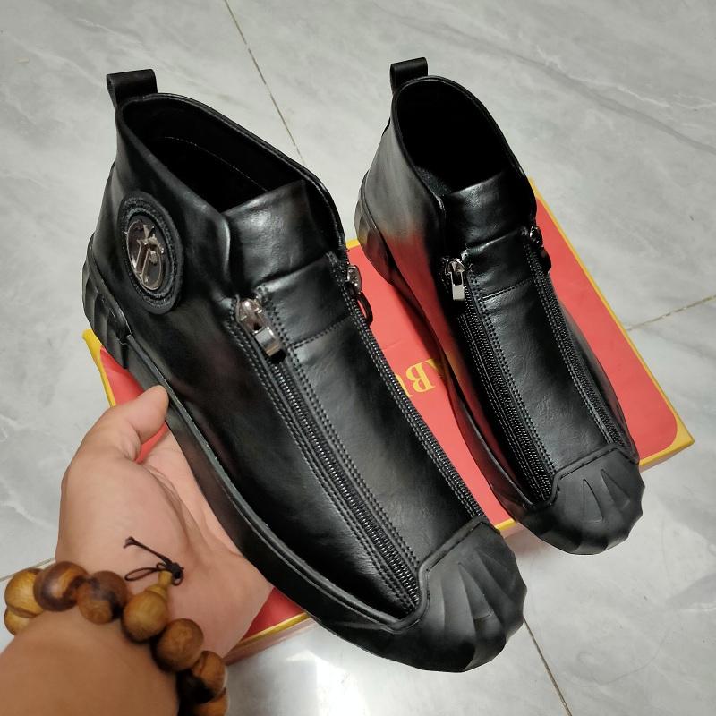 

Модная мужская повседневная обувь на высоком верхе на молнии с черной плоской платформой, зимние флисовые ботинки Zapatos Hombre A10 44 чёрный