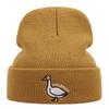 Cute Duck Embroidered Knitted Hat, Warm for Men and Women In Autumn and Winter, Outdoor, Adult Knitted Hat with Knitted Yarn