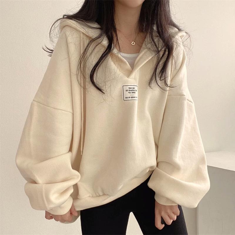 Y Large Size Loose Women's Hooded Collar Sweater Season Versatile Thin Jacket
