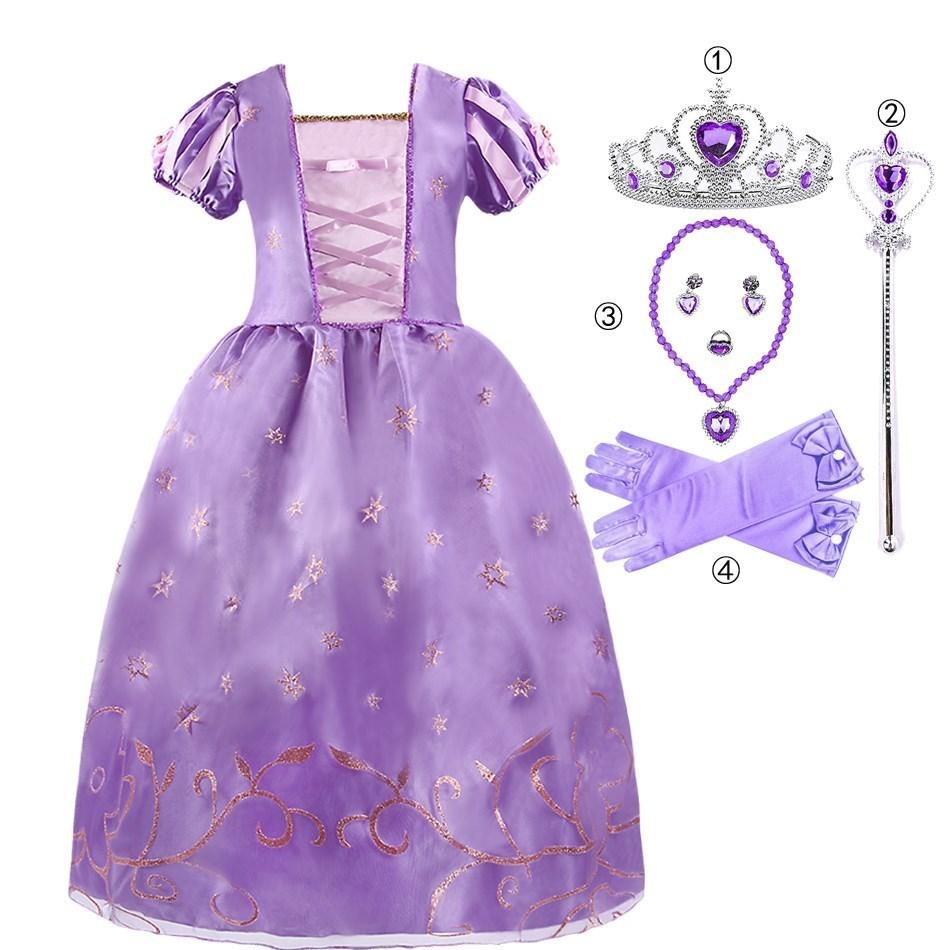 Little Girl Cinderella Dress Rapunzel Belle Halloween Costume Kid Birthday Party Christmas Fancy Evening Dress 2-10 Years