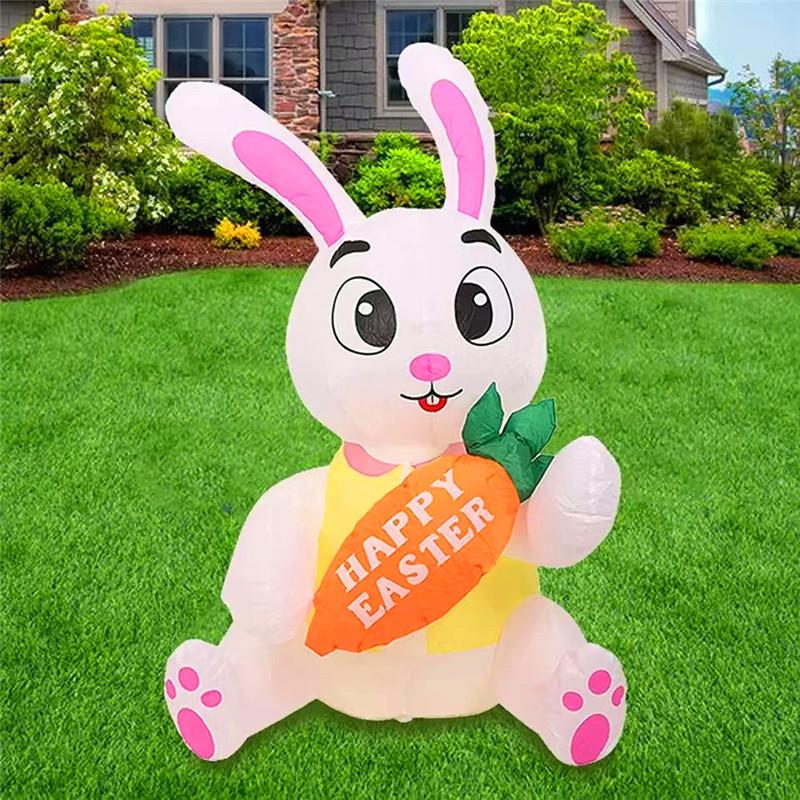 Multitypes Inflatable Toy Giant Rabbit Egg Happy Easter Inflated Model Decoration with LED Lights Bunny Outdoor Yard Bunny Decor