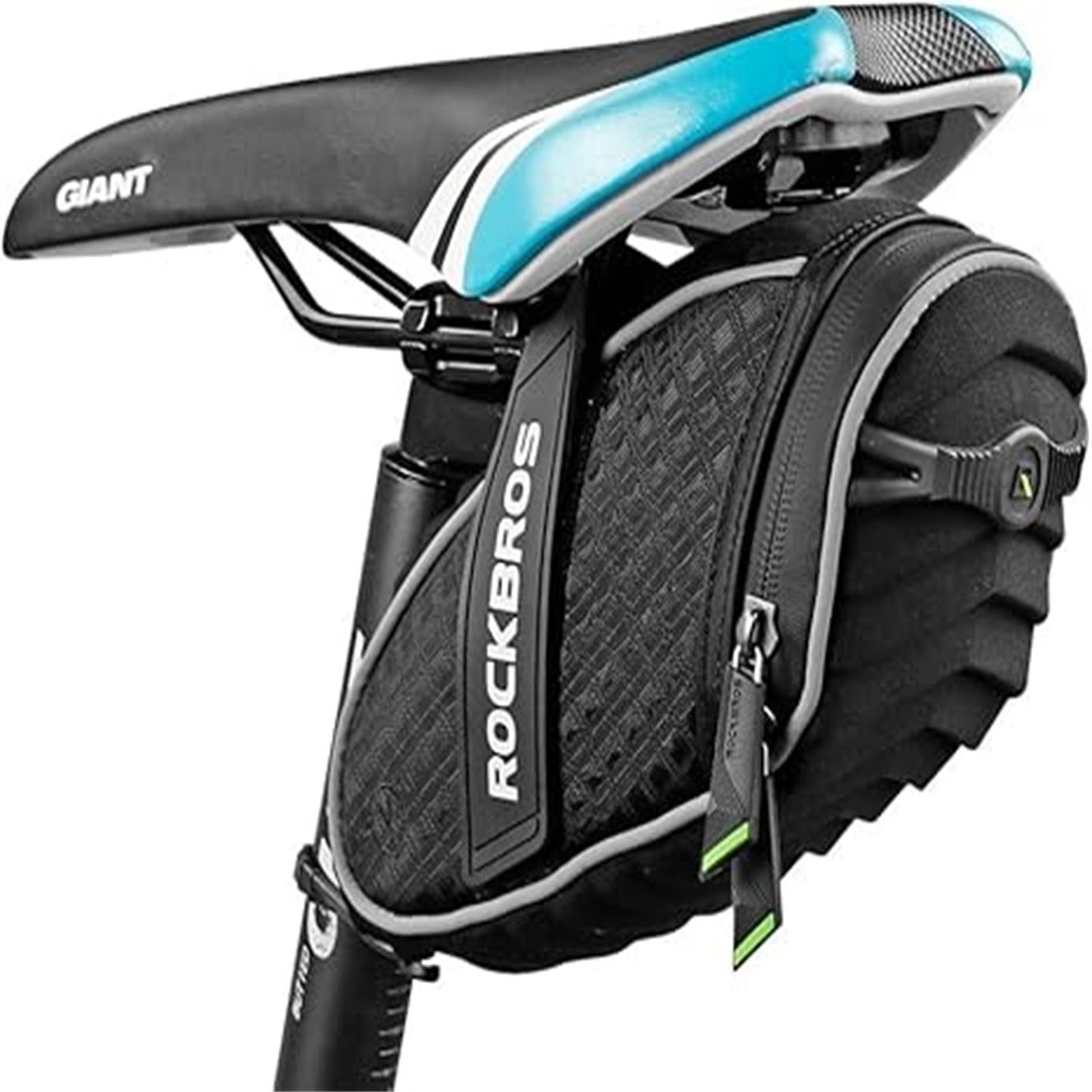 

Bike Rear Bag with Taillight, Light Saddle Bag, Reflective Seat Tube Storage for Road Bike Night Riding Safety One Size чорний