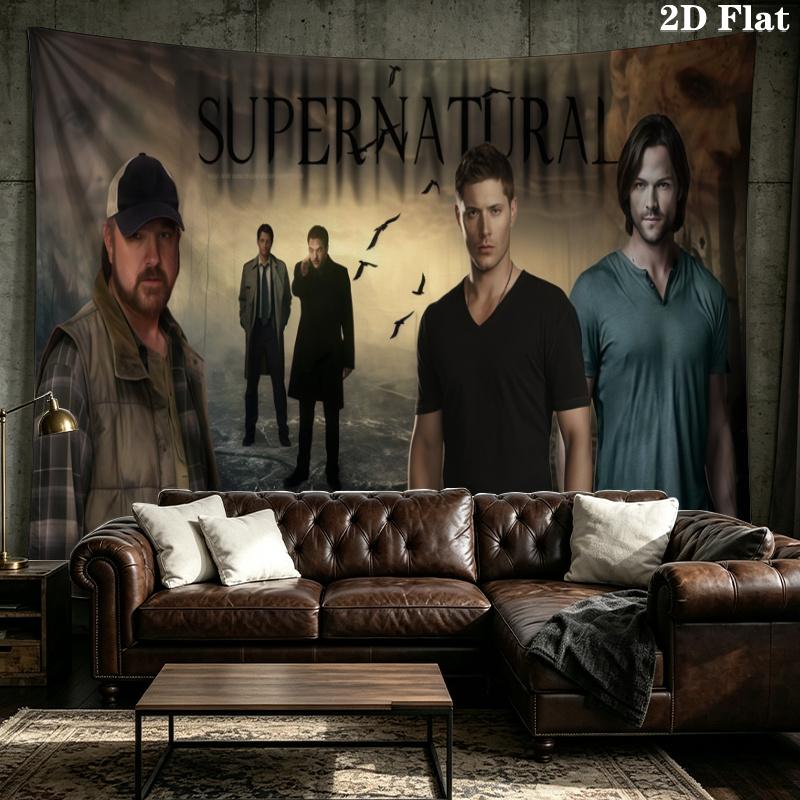 Supernatural Brothers Wall Tapestry Aesthetic Wall Hanging Printed Fabric Blanket Decorative Tapestries for Bedroom Living Room Home Decor