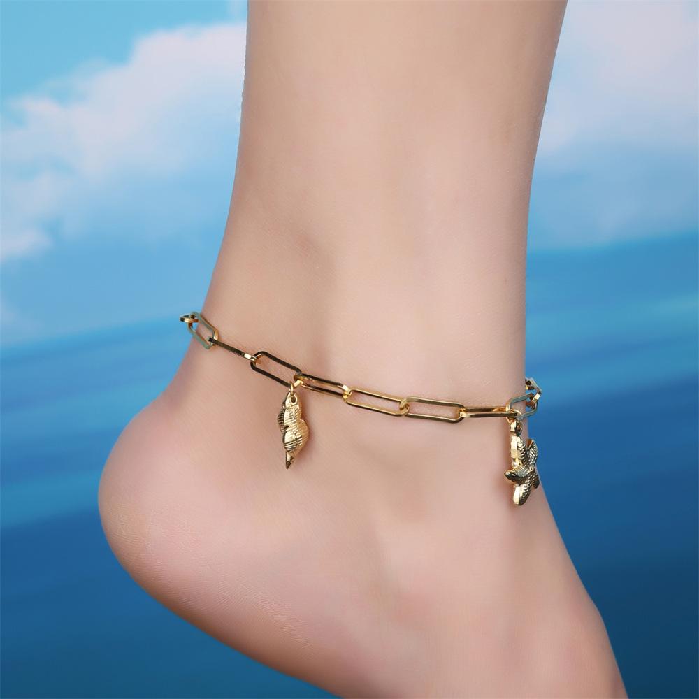 Sea Star Shell Foot Chain Lady, Non Fading Titanium Steel Temperament Versatile And Simple Ankle