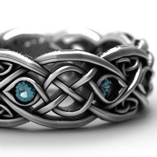 Ring Faux Topaz Design Inlaid Wolf Men Luxury Ring for Party