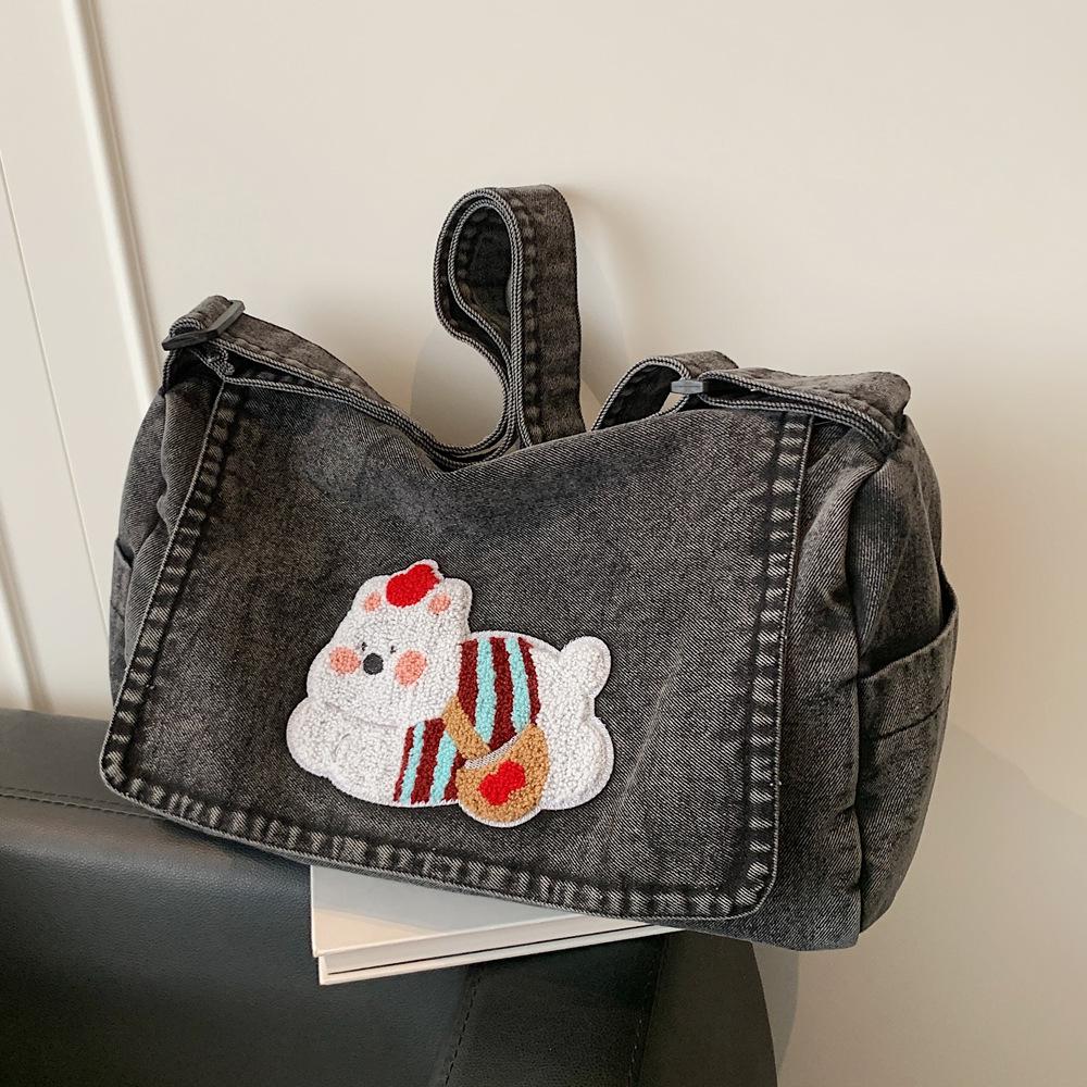 Niedliche Welpen-Denim-Tasche, Modische Reißverschluss-Umhängetasche, Handyhülle