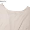 ZANZEA Women Casual Round Neck Summer Half Sleeve Sheath Dress