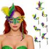 Purple Party Masque Party Masque Masquerade Carnival Feather Mask for Women Mardi Gras Lace Masque Purple Green Yellow Prom Ball
