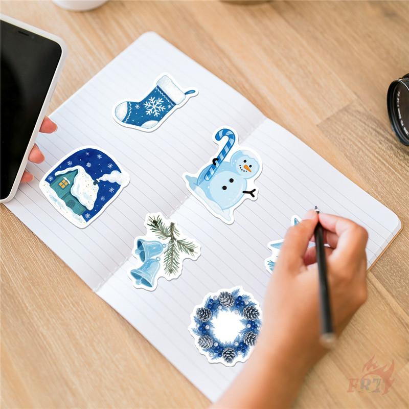 50Pcs/Set Blue Merry Christmas Series 03 Stickers DIY Fashion Waterproof Doodle Decals Stickers