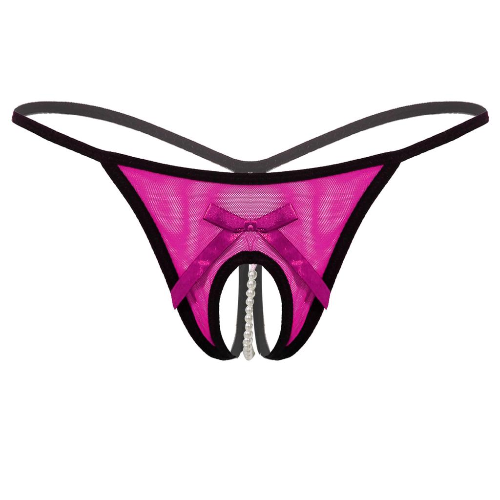 Damenunterwäsche Sexy Mesh Pearl Dessous Höschen Tanga für Damen Slips Panty Transparente Unterhose