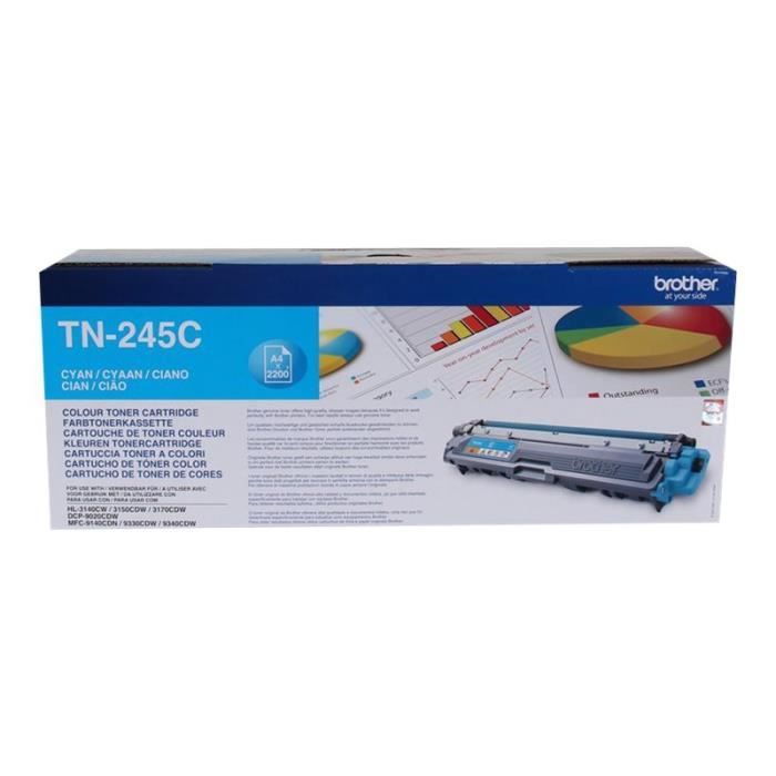 Cartouche de toner - Brother - TN245C - Cyan - À rendement élevé - Compatible DCP-9015, HL-3140
