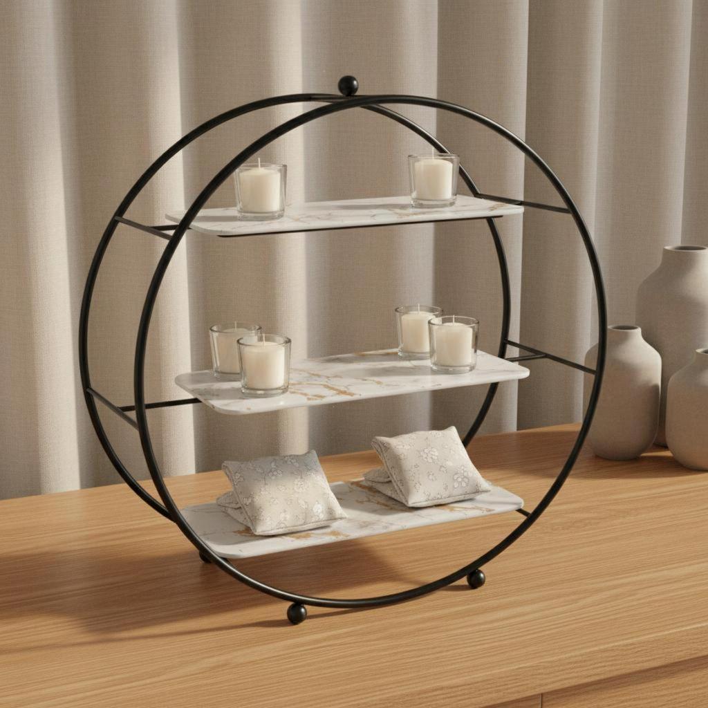 3 Layer Stand Sturdy Iron Frame Tier Cake Effortless Setup to Clean Round