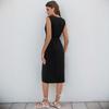 2025 New Elegant Fashion Party Slim Black Sleeveless V-Neck Slit Dress