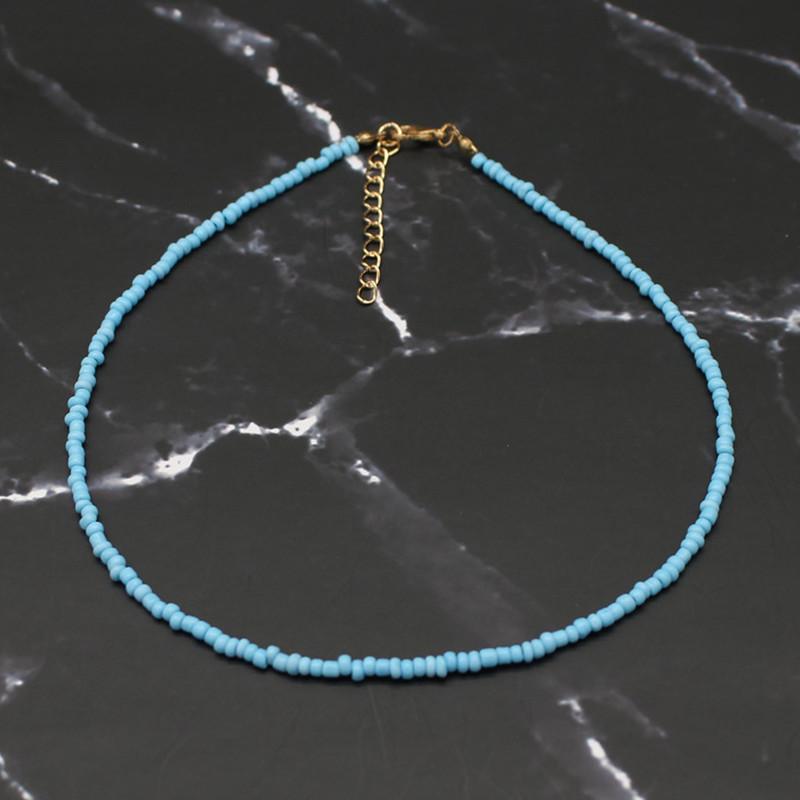 Bohemia Handmade Rainbow Seed Beads Simple Choker Necklace Women's Fashion Wild Sweet Colorful Collar Jewelry Gift