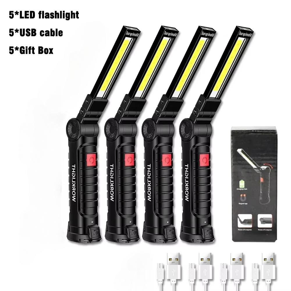COB LED Folding Work Light 18650 Type-c Rechargeable Lantern Waterproof Magnetic Flashlight Emergency Repair Lamp Camping Torch