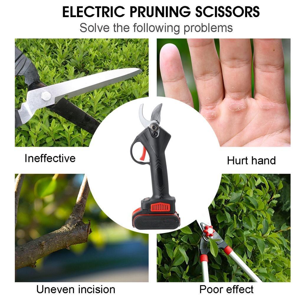 42V Cordless Sharp- Blade Cutter Garden Scissors Black Rechargeable Electric Pruning Shears Pruner Trimmer with 1500mAh Li-on Battery