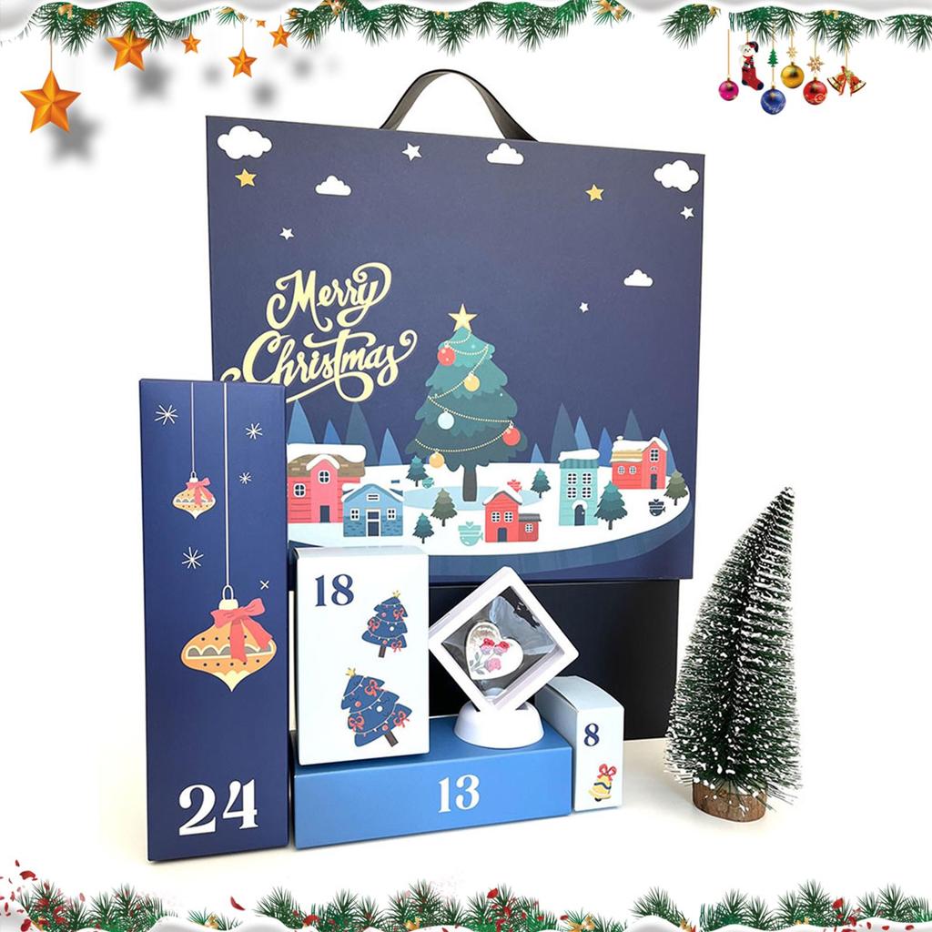 Weihnachtsüberraschung 24 Tage Countdown Geschenkbox Weihnachts-Countdown-Kalender Leere nachfüllbare Fächer für Teenager Kinder