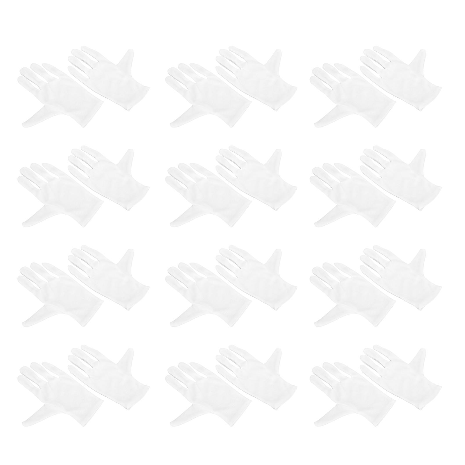 

12 пар белых хлопковых перчаток, рабочие перчатки для защиты рук, устойчивые к поту, L