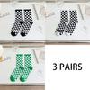 3 Pairs Women Cotton Socks Funny Black White Squares Plaid Casual Socks Breathable Middle Tube Socks