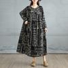 2025 Dame Pluss Størrelse Vår Lang Kjole Løs Basic Trykk Vintage Casual Blomstret Oversize Langermet Maxi