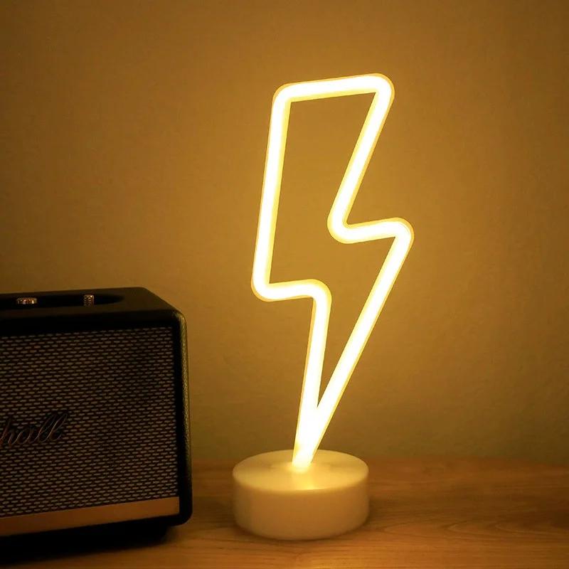 

Гирлянда светодиодная Неоновый ночник Знак Фламинго Кокосовая пальма Кактус Настольная лампа Подарки на день рождения для детей Украшение комнаты Питание от USB/батареек