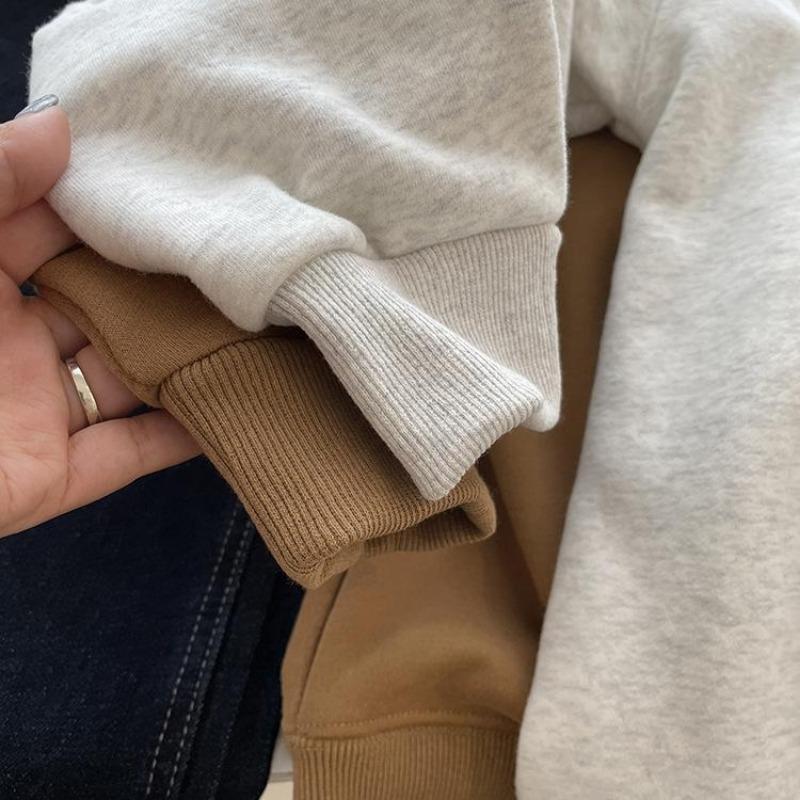 Women Long Sleeve Hooded V Neck Loose Pullovers Female Tops Solid Color Sweatshirts