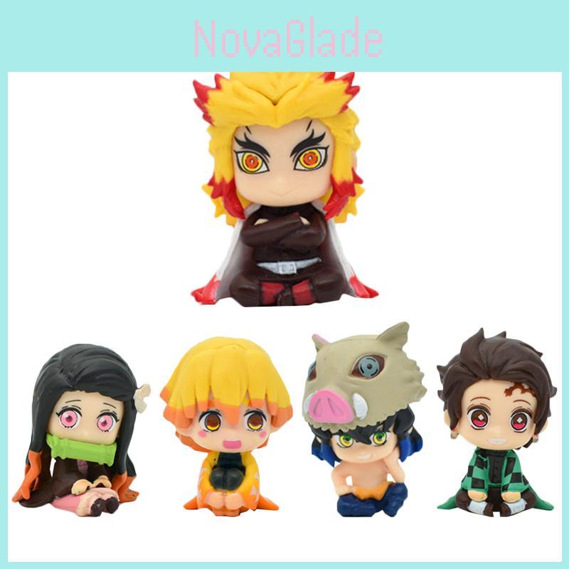 Stunning 5pcs Set Of Demon Slayer Anime Figurines Featuring Rengoku Kyoujurou For Collection