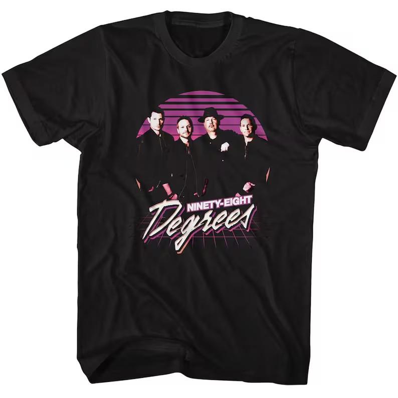 

98 Degrees Men s Shirt Synthwave Sunset Music Band Graphic Tee 2XL