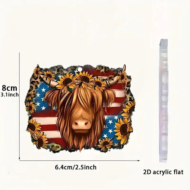 

Playful Cow Acrylic Car Accessory Cute Keychain For Charming Home And Vehicle Decor