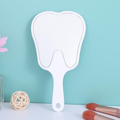 Simple Plastic Tooth-shaped Mirror High-definition Mini Handheld Sector Mirror Lightweight Portable Makeup Mirror Home Decor