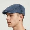 Fashion Cotton Washed Denim Newsboy Caps Adjustable British Style Peaked Cap Forward Hat Solid Color Painter Beret Summer