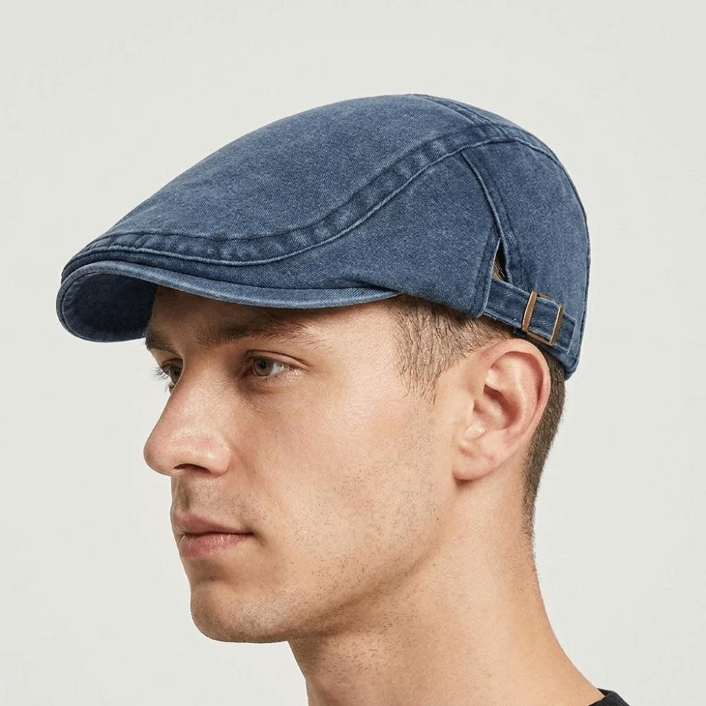 Fashion Cotton Washed Denim Newsboy Caps Adjustable British Style Peaked Cap Forward Hat Solid Color Painter Beret Summer
