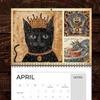 2026 12-Month Medieval Cats Crown Wall Calendar, Royal Feline Art for Home & Office Wall Decoration
