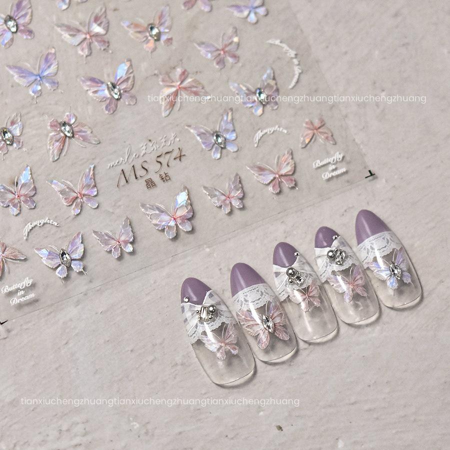 3D Embossed Crystal Butterfly Nail Stickers 2025