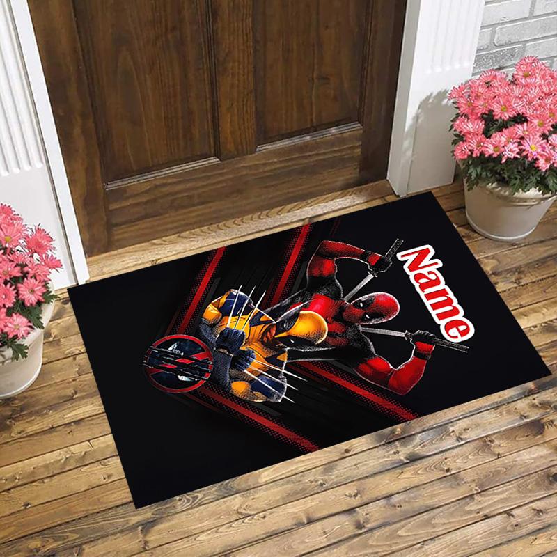 Personalized Name Deadpool Armor Living Room Non-Slip Area Rug Soft Carpet for Bedroom Kids Playroom Sofa Office Home Decor Doormat