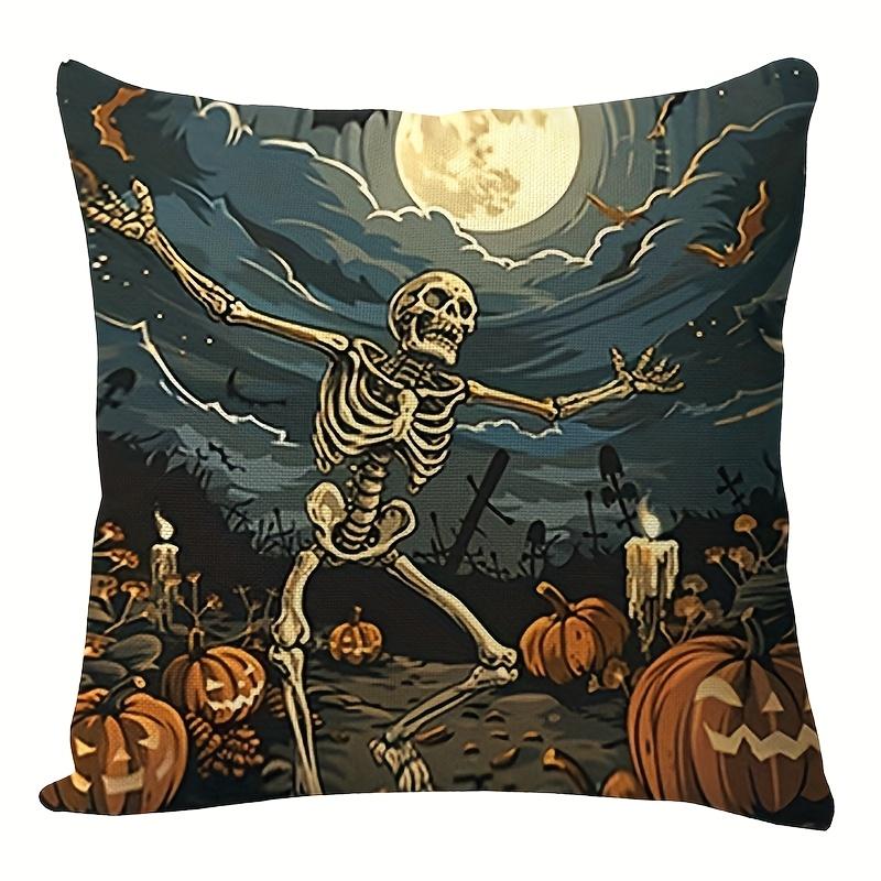1pc Halloween Pillow Cover, Halloween Funny Pattern Design Home Decoration Living Room Sofa Cushion Cover,Excluding Pillow Core