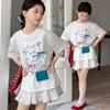 Girls’ Summer 2026 Stylish Bowknot T-Shirt & Skirt Set
