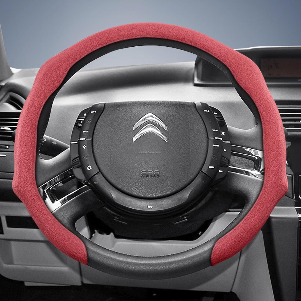 Suitable for Citroen Premium Suede Snap-On Steering Wheel Cover, Non-Slip and Durable, for C3 C4 X Berlingo C5 Aircross Jumper Spacetourer Ami X, Ava