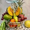 Fruit platter metal basket ecru