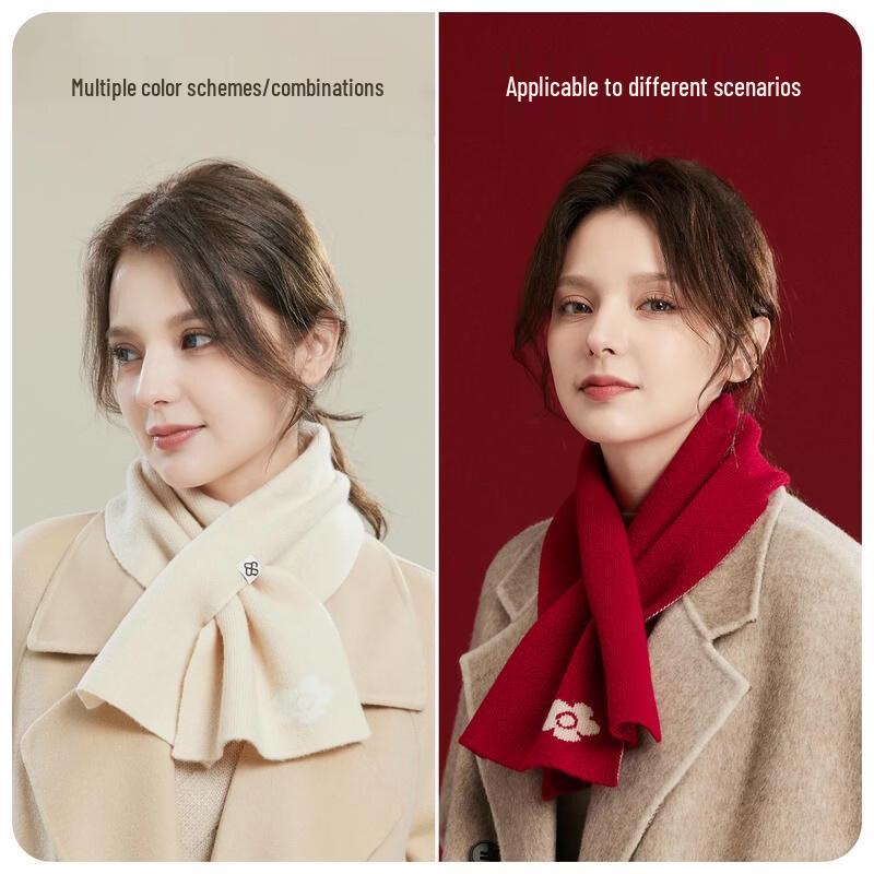 JIUMU 100% Pure Wool Winter Cross Scarf